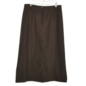Talbots Womens Faux Suede Vtg Maxi Skirt Size 16 Brown Modest Western Cowgirl